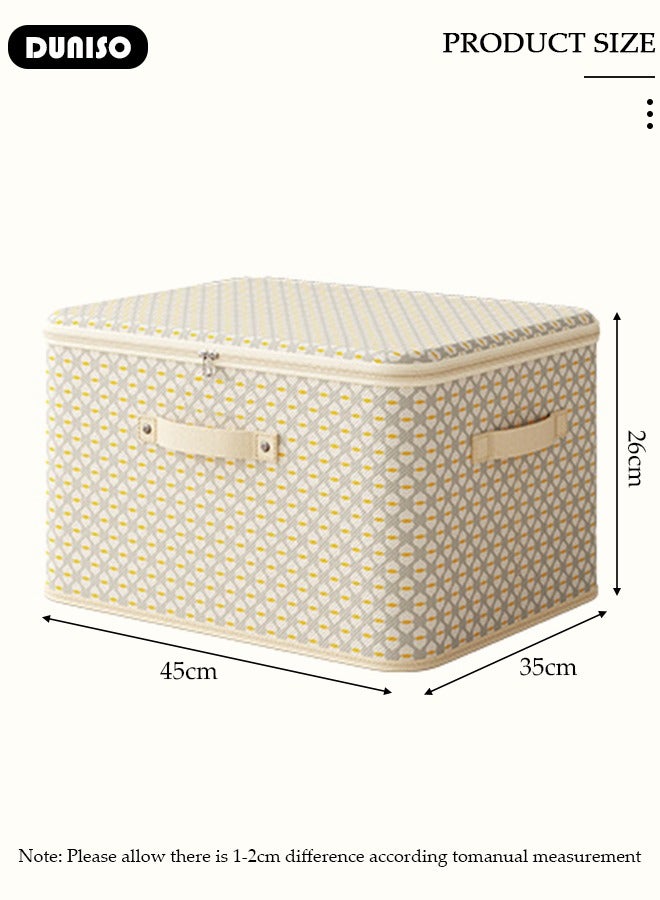 DUNISO 2PCS Foldable Closet Storage Box Box with Zipper lid,Closet Storage Bins with Handles,Fabric Storage Baskets, Large-capacity Clothing Storage Bags Organizers for Clothing, Comforter, Blanket - Image 4