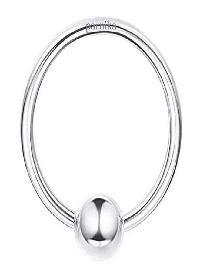 Parnika (Formerly MJ Small Size Piercing Hoop Silver Ball Nose Ring Nose Pin Silver Nath in Pure 92.5 Sterling Silver for Girls/Women (Silver Ball) - Image 1