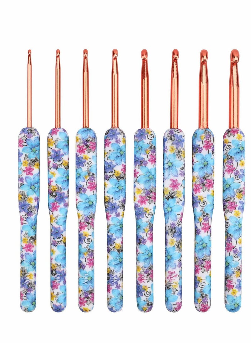 KASTWAVE Crochet Hooks Set, 8Pcs Ergonomic Hook Needles for Arthritic Hands, Exquisite Knitting Supplies, Blue - Image 1