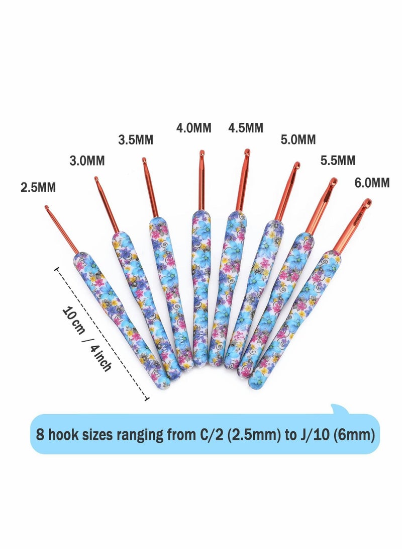 KASTWAVE Crochet Hooks Set, 8Pcs Ergonomic Hook Needles for Arthritic Hands, Exquisite Knitting Supplies, Blue - Image 2