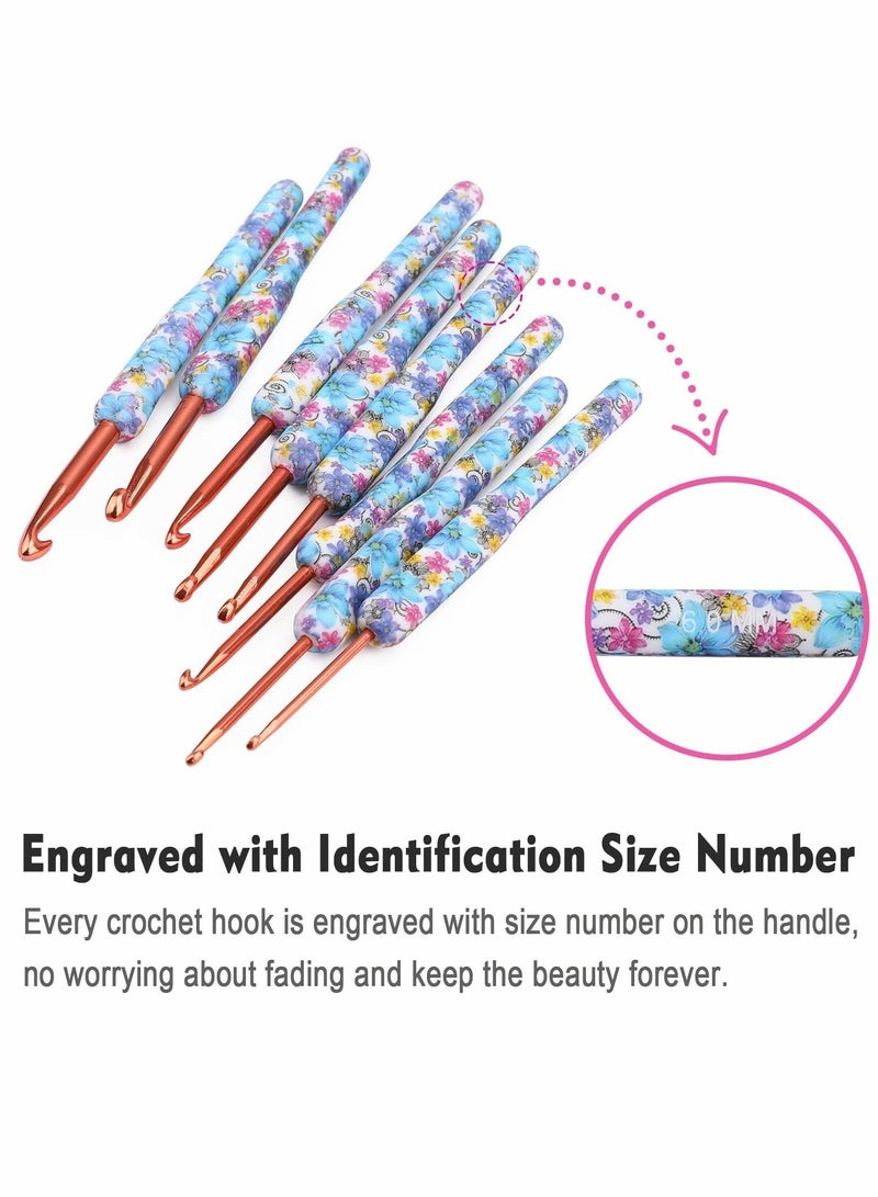 KASTWAVE Crochet Hooks Set, 8Pcs Ergonomic Hook Needles for Arthritic Hands, Exquisite Knitting Supplies, Blue - Image 4