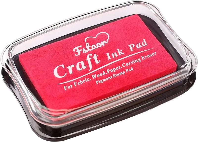 Fstaor Large Pink Ink Pad for Rubber Stamps, Non-Toxic Washable Safe Stamp Pads for Kids, Ink Pads Permanent for Paper Wood Fabric - Image 1