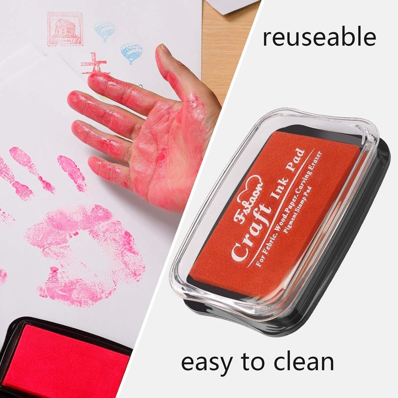 Fstaor Large Pink Ink Pad for Rubber Stamps, Non-Toxic Washable Safe Stamp Pads for Kids, Ink Pads Permanent for Paper Wood Fabric - Image 3