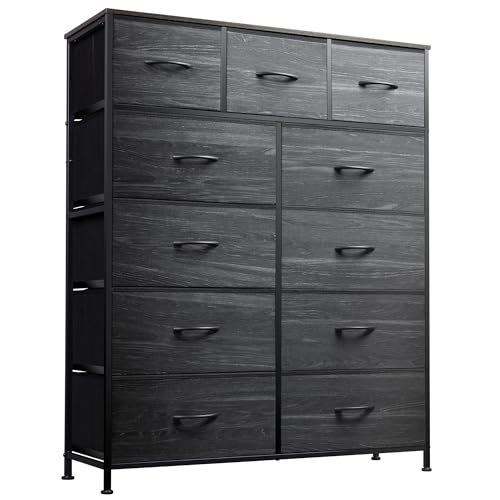 WLIVE Tall Dresser for Bedroom Fabric Dressers Storage Tower Dresser  Chest of Drawers Organizer Unit with 11 Drawers Storage Cabinet Hallway Closets Steel Frame Wood Top