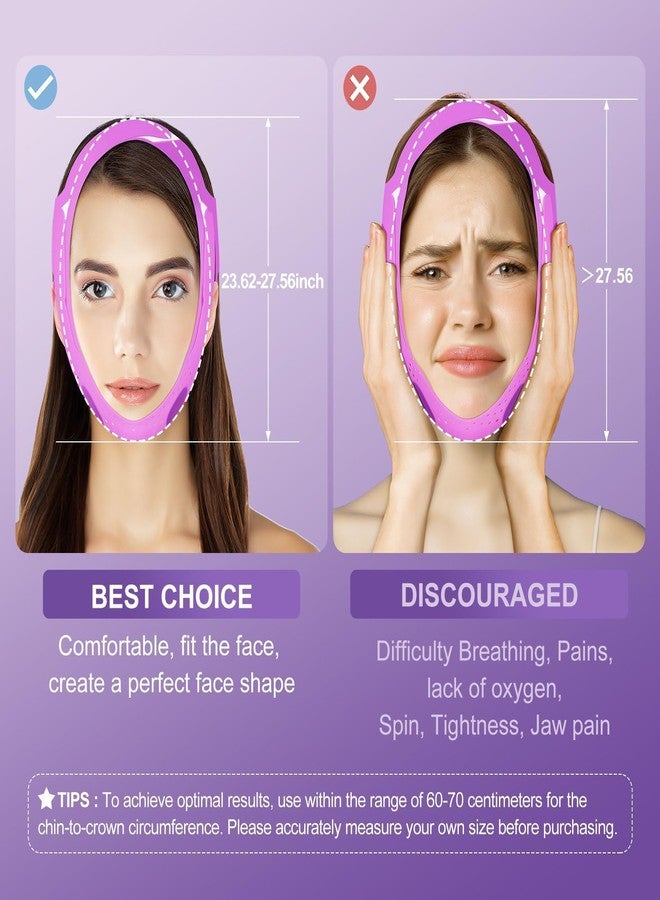 JUSRON V-Line Mask Chin Up Mask Face Strap, Soft Silicone Chin Strap V Shaped Face Mask, Jaw Exerciser 23-27 Inches (Purple) - Image 4