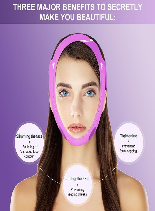 JUSRON V-Line Mask Chin Up Mask Face Strap, Soft Silicone Chin Strap V Shaped Face Mask, Jaw Exerciser 23-27 Inches (Purple) - Image 3