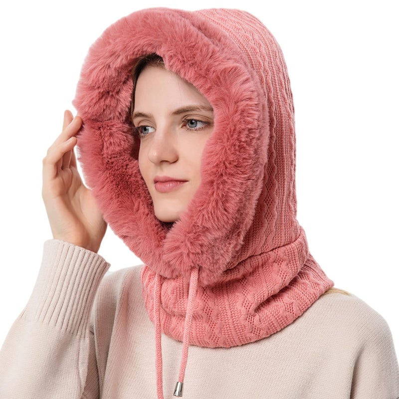 HUAMULAN Women Winter One Piece Beanie Hat Slouchy Fleece Balaclavas Face Shield Mask Neck Scarf Set Warm Earmuff Ski Snow Knit Hats Cold Weather - Image 1