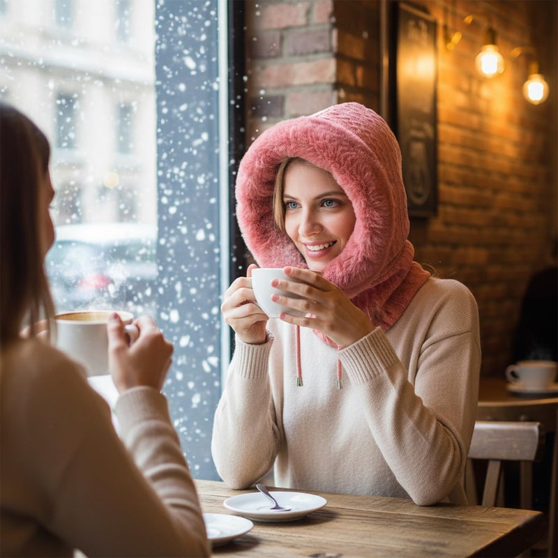 HUAMULAN Women Winter One Piece Beanie Hat Slouchy Fleece Balaclavas Face Shield Mask Neck Scarf Set Warm Earmuff Ski Snow Knit Hats Cold Weather - Image 2