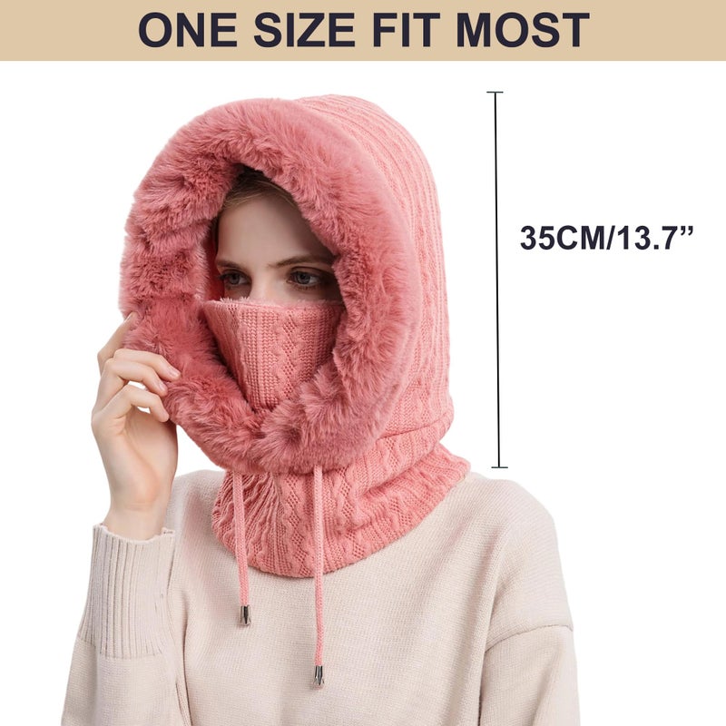 HUAMULAN Women Winter One Piece Beanie Hat Slouchy Fleece Balaclavas Face Shield Mask Neck Scarf Set Warm Earmuff Ski Snow Knit Hats Cold Weather - Image 5