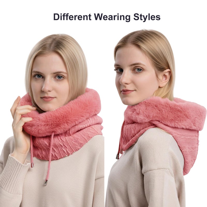 HUAMULAN Women Winter One Piece Beanie Hat Slouchy Fleece Balaclavas Face Shield Mask Neck Scarf Set Warm Earmuff Ski Snow Knit Hats Cold Weather - Image 4