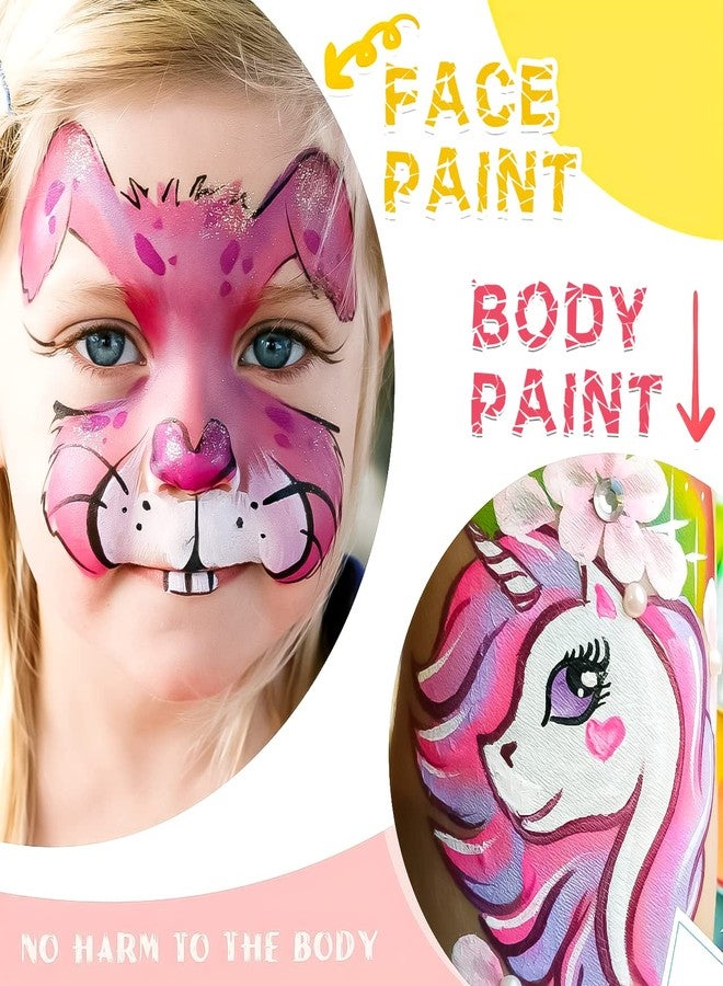 Sovoncare 15 Color Face Paint Kit, Professional Face Painting Kit SFX Makeup Palette, Water Activated Body Paint for Cosplay Halloween Party for Kids and Adults Safe Non Toxic with 12 Pcs Brush & Stencils Matte - Image 4