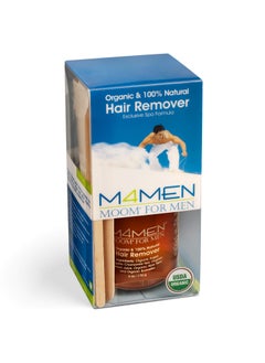 MOOM MOOM Organic Body Hair Removal for Men with Aloe Vera & Chamomile - Natural Sugar Wax Hair Removal Glaze with 18 Hair Wax Strips & 4 Applicator Sticks for Face & Body 6 oz. 1 Pack 