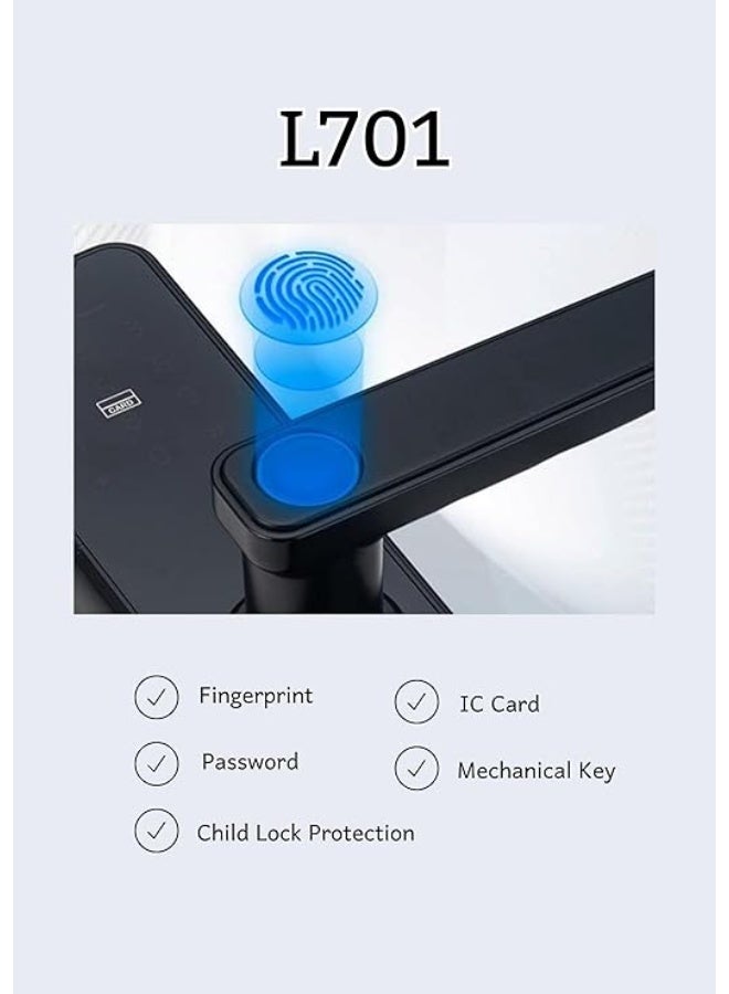 L701 Smart Door Lock with Fingerprint, Password Access, IC Card and Mechanical Key with Child Lock Protection - Image 2