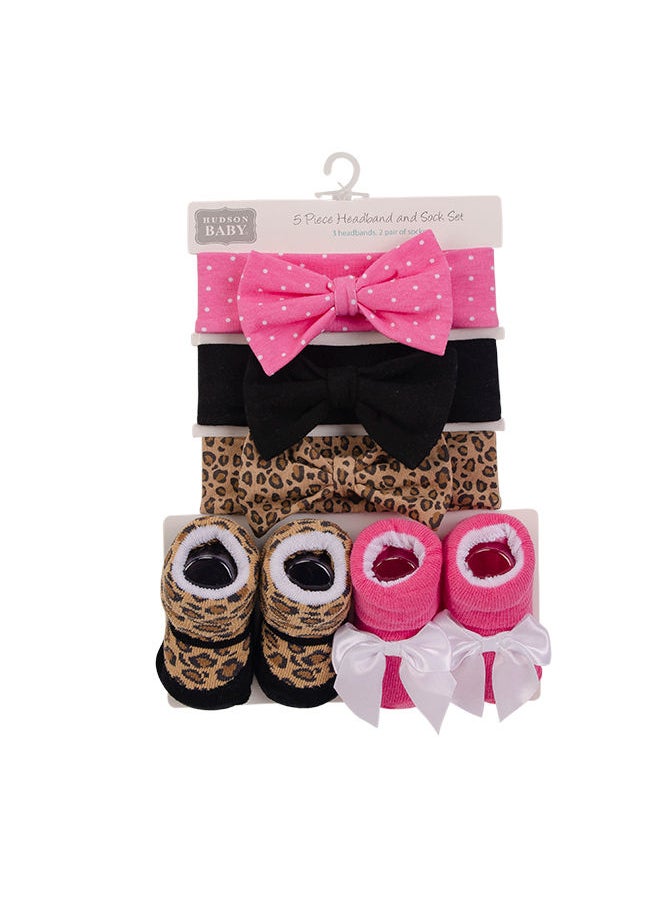 hudson baby 3 Piece Headband And 2 Piece Socks Set Leopard  - Image 2