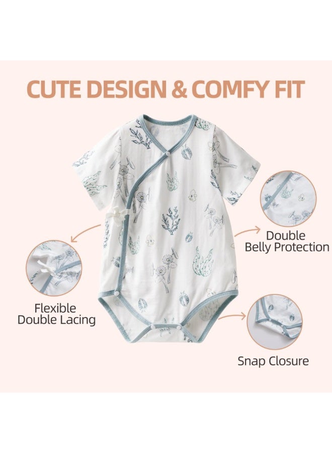 SEEDNUR Baby Short Sleeve Bodysuit 0-3 Months & 3-6 Months, Cute Printed Baby Romper, One-Piece Infant Bodysuit with Snap Closure - Image 1