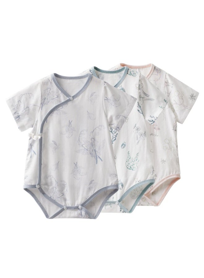 SEEDNUR Baby Short Sleeve Bodysuit 0-3 Months & 3-6 Months, Cute Printed Baby Romper, One-Piece Infant Bodysuit with Snap Closure - Image 2