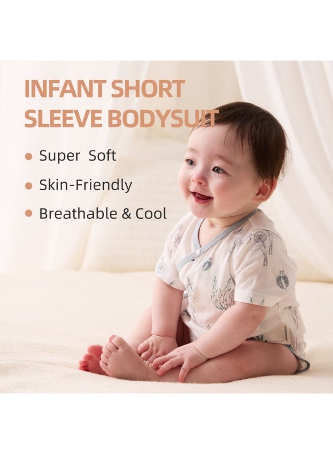SEEDNUR Baby Short Sleeve Bodysuit 0-3 Months & 3-6 Months, Cute Printed Baby Romper, One-Piece Infant Bodysuit with Snap Closure - Image 4