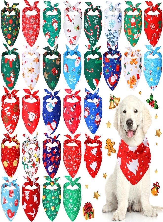 Kigeli 30-Piece Christmas Dog Bandanas Bibs Triangle Dog Scarf Kerchief Set with Christmas Patterns for Pet Costume Accessories Decoration - Image 1