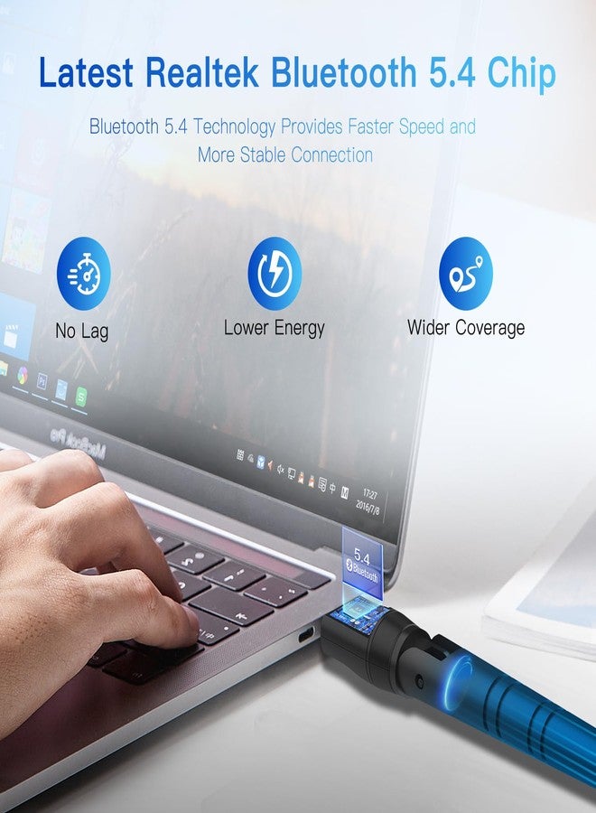 Krisnorey Long Range Upgraded Bluetooth 5.4 Adapter for PC, 5dBi High Gain Wireless USB Dongle for Windows 11/10/8.1/7 Laptop Linux Desktop, Plug & Pair Keyboard Mice Headphone Speaker Game Controller - Image 3