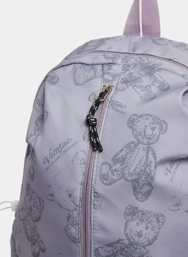 Styli Styli Girls Purple Bear Graphic Print Backpack