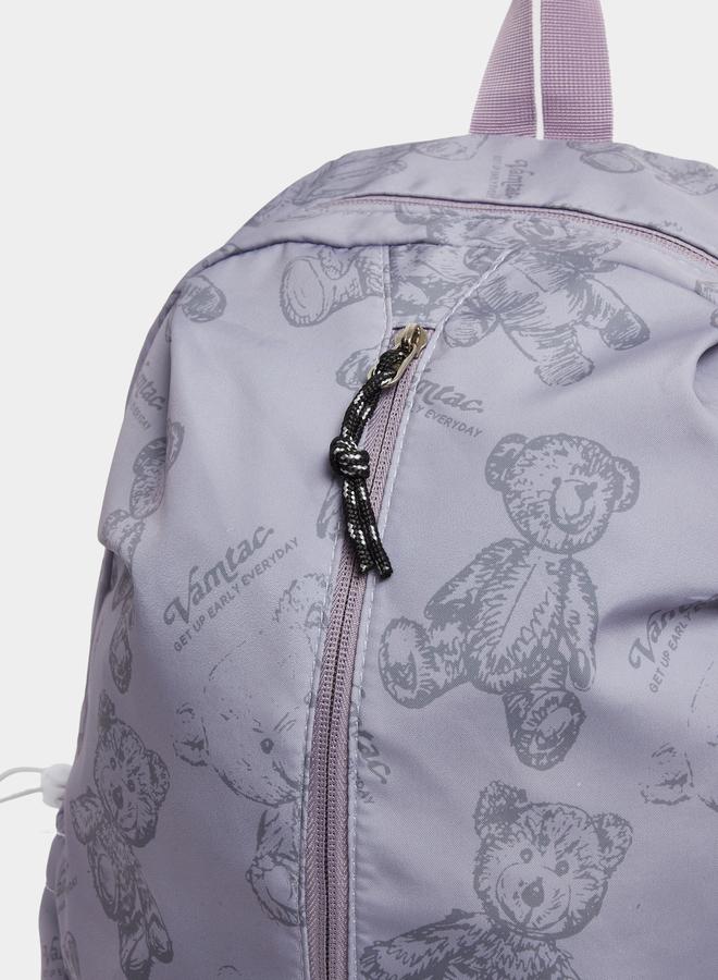 Styli Girls Purple Bear Graphic Print Backpack - Image 2
