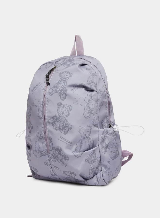 Styli Styli Girls Purple Bear Graphic Print Backpack
