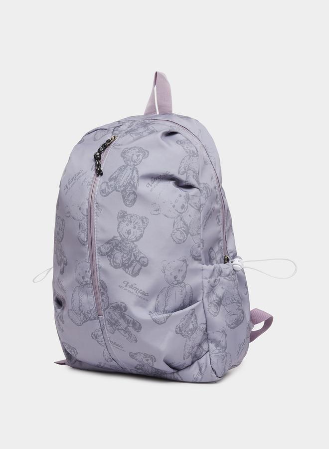 Styli Girls Purple Bear Graphic Print Backpack - Image 1