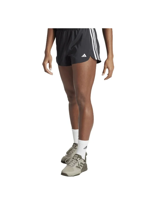 adidas شورت تدريب نسائي PACER WVN عالي الخصر أسود مقاس XS بطول 5 بوصات