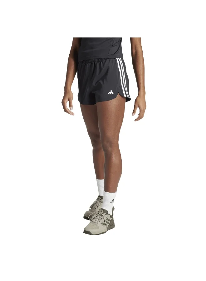 adidas شورت تدريب نسائي PACER WVN عالي الخصر أسود مقاس XS بطول 5 بوصات