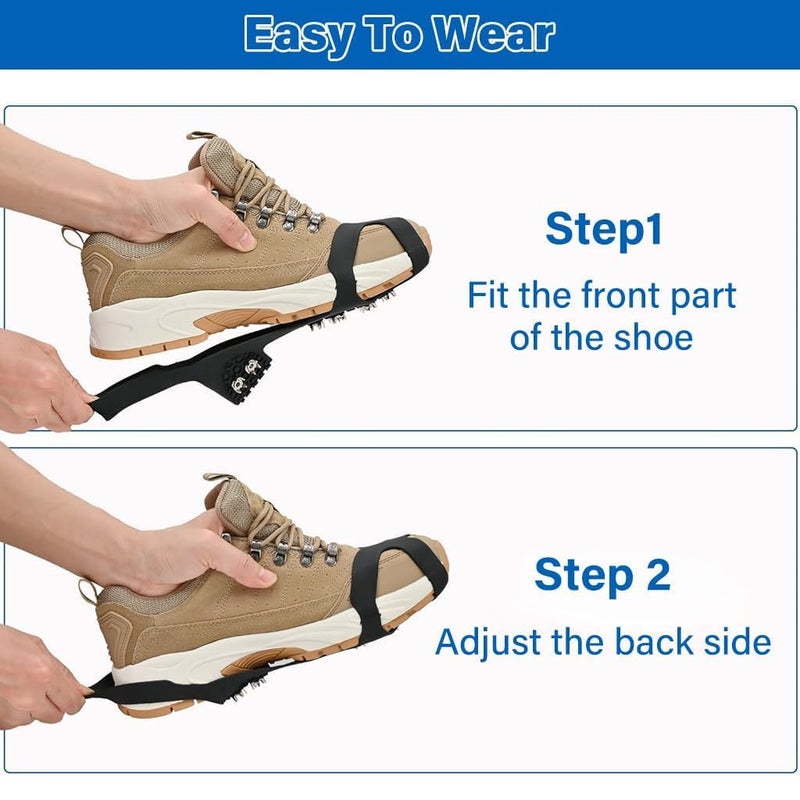 Linist 10 مسامير كرامبون، مسامير ثلجية للأحذية والأحذية | قبضة مضادة للانزلاق من الفولاذ المقاوم للصدأ، مسامير ثلجية محسّنة للتسلق، المشي، الصيد، قبضة أحذية الثلج المحمولة (M-36 إلى 41) - Image 2