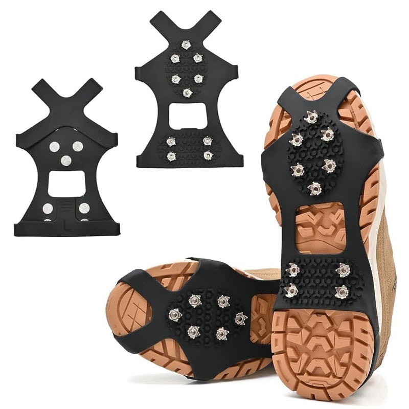 Linist 10 مسامير كرامبون، مسامير ثلجية للأحذية والأحذية | قبضة مضادة للانزلاق من الفولاذ المقاوم للصدأ، مسامير ثلجية محسّنة للتسلق، المشي، الصيد، قبضة أحذية الثلج المحمولة (M-36 إلى 41) - Image 1