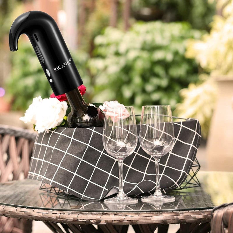 RICANK Electric Wine Aerator - One-Touch Wine Decanter and Wine Dispenser - Wine Dispensers for Wine Bottles - Portable Wine Aerator Pourer Spout- Automatic Rechargeable Wine Aerator Pourer Black - Image 4