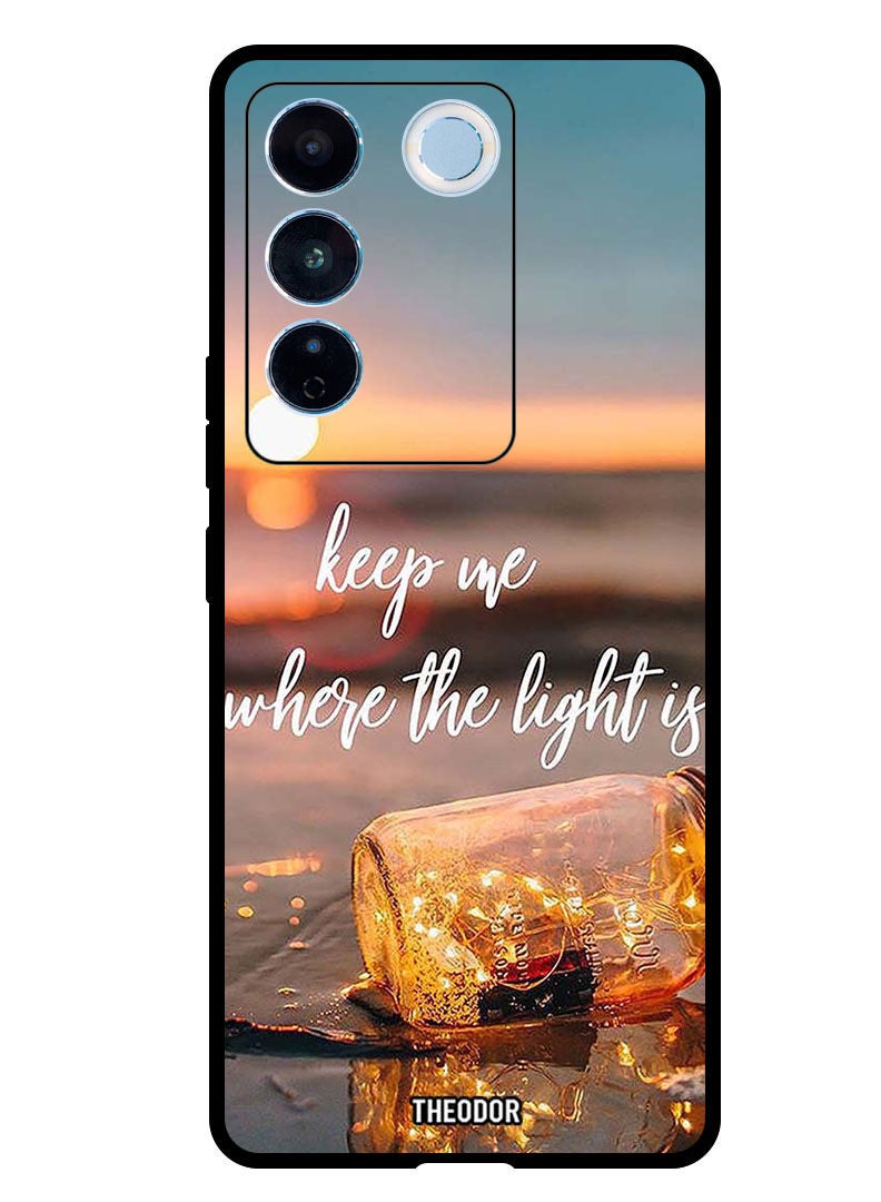 Theodor غطاء واقي مضاد للخدوش وصدمات مع حواف لجهاز Vivo V27 ابقيني حيث الضوء - Image 1