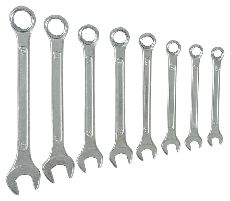 GLOBUS 1412 STEEL HAND TOOL SET/3 PCS (COMBINATION SPANNER RECESSED SET/8 PCS IN CHROME MATT FINISH, ALLEN KEY SET/9 PCS AND ADJUSTABLE WRENCH 8") - Image 2
