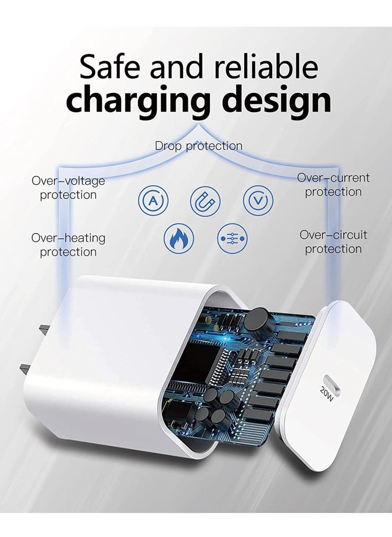 ELTRAZONE - [Apple MFI Certified] iPhone Charger Apple Block USB C Fast Wall Plug with 6ft USB C to Lightning Cable for iPhone13/ 12/12pro/12 pro max/11 pro Max/Air pods pro/iPad air 3/min4/5 (1 Pack) - Image 1