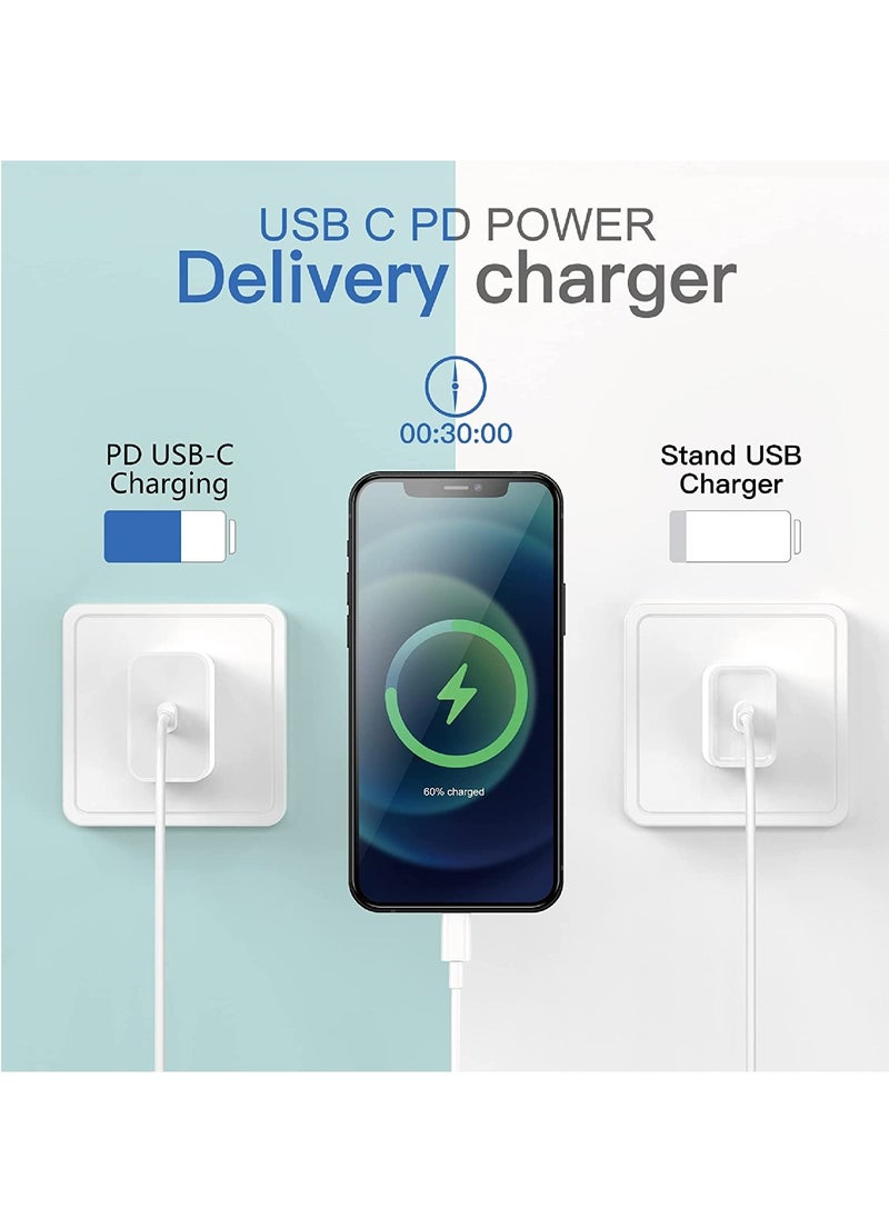 ELTRAZONE - [Apple MFI Certified] iPhone Charger Apple Block USB C Fast Wall Plug with 6ft USB C to Lightning Cable for iPhone13/ 12/12pro/12 pro max/11 pro Max/Air pods pro/iPad air 3/min4/5 (1 Pack) - Image 1