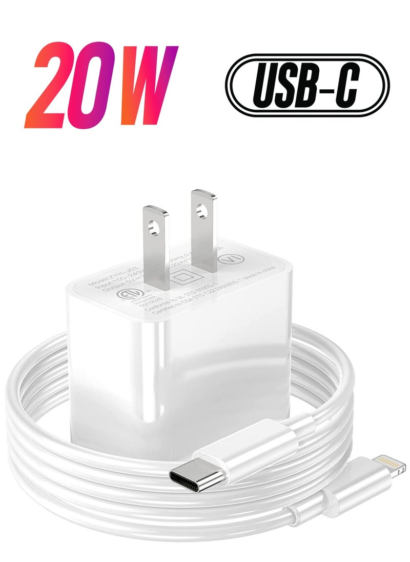 ELTRAZONE - [Apple MFI Certified] iPhone Charger Apple Block USB C Fast Wall Plug with 6ft USB C to Lightning Cable for iPhone13/ 12/12pro/12 pro max/11 pro Max/Air pods pro/iPad air 3/min4/5 (1 Pack) - Image 1