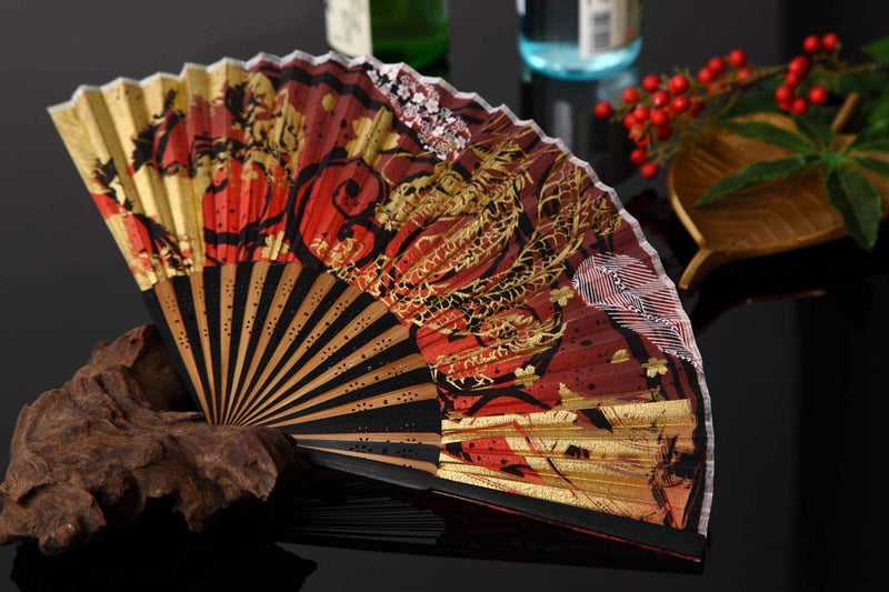 Terra Distribution Folding Fan [Japan Import] Hand Fans for Women Foldable, Japanese Fan, Unique Design, Handmade Bamboo, Silk Fan, 8.6" (22cm), Abanicos de Mano (320 (Tiger, Dragon, Castle)) - Image 3