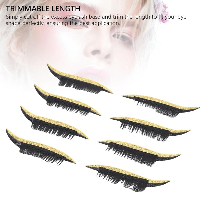 ZJchao 4 Pairs Eye Shadow Eyelash Stickers Comfortable Adhesive Eyeshadow Patches for Hooded Round Eyes Easy to Apply Lightweight PE Material (Gold) - Image 3