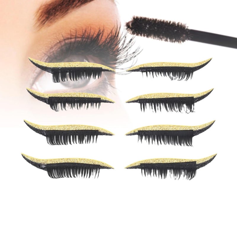 ZJchao 4 Pairs Eye Shadow Eyelash Stickers Comfortable Adhesive Eyeshadow Patches for Hooded Round Eyes Easy to Apply Lightweight PE Material (Gold) - Image 2