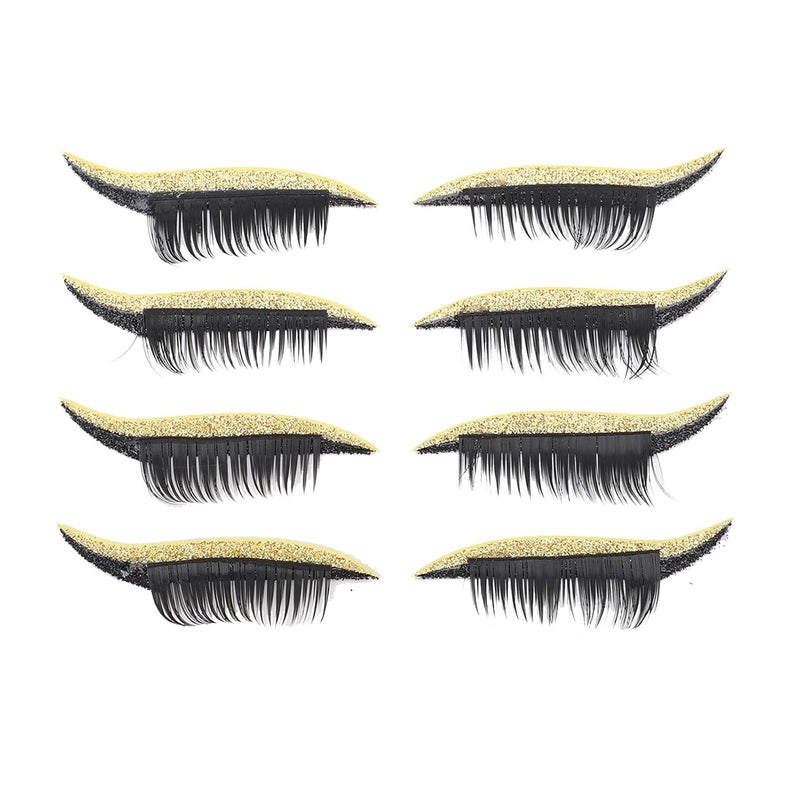 ZJchao 4 Pairs Eye Shadow Eyelash Stickers Comfortable Adhesive Eyeshadow Patches for Hooded Round Eyes Easy to Apply Lightweight PE Material (Gold) - Image 1