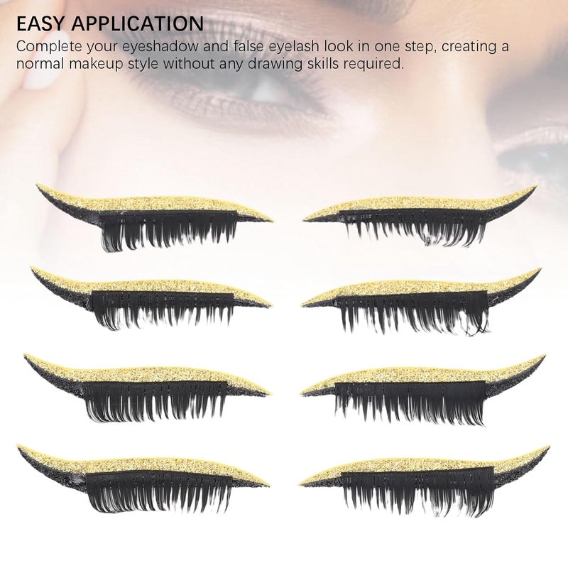 ZJchao 4 Pairs Eye Shadow Eyelash Stickers Comfortable Adhesive Eyeshadow Patches for Hooded Round Eyes Easy to Apply Lightweight PE Material (Gold) - Image 4