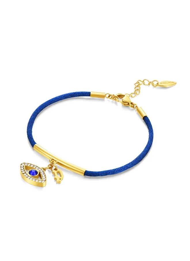 بوليس Police Eye Gold Plated with Blue String Ladies Bracelet, Eye Charms 170+35MM - PEJLB0003104