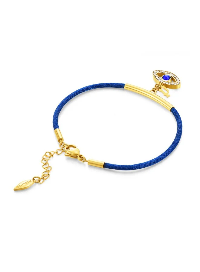 Police Blue Eye Gold Plated with Blue String Ladies Bracelet, Eye Charms 170+35MMPEJLB0003104 for Women | Best Price UAE