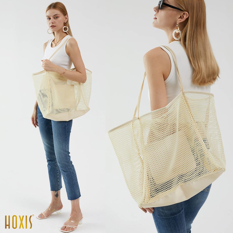 Hoxis Mesh Beach Tote Womens Shoulder Handbag Large - Image 5