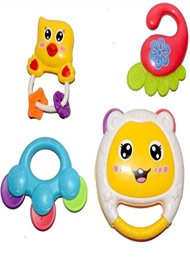 TEMSON 4pcs Colorful Flexible Attractive Non Toxic Rattle Set for Babies. Rattle