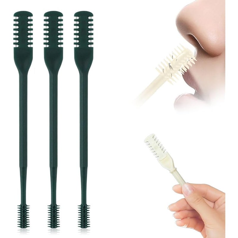 2-in-1 Nose Hair Trimmer for Daily Use,2026 Manual 360° Rotating Nostril Hair Removal Tool Double Sided Blade Travel Size,Nasal Hair Cutter for Women Men (Dark Green, 3 Pcs) - Image 1