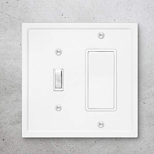 Henne Bery Modern Edge Decorative Wall Plate Switch Plate Outlet Cover, Durable Solid Zinc Alloy (Toggle/Decorator, White) - Image 2