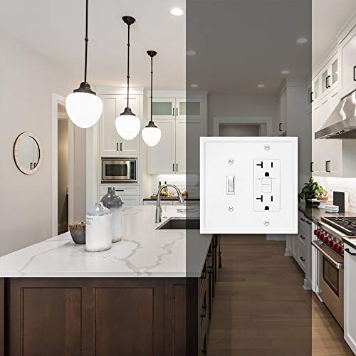 Henne Bery Modern Edge Decorative Wall Plate Switch Plate Outlet Cover, Durable Solid Zinc Alloy (Toggle/Decorator, White) - Image 5