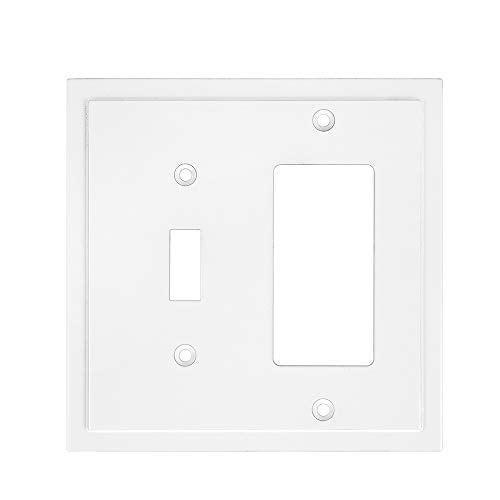 Henne Bery Modern Edge Decorative Wall Plate Switch Plate Outlet Cover, Durable Solid Zinc Alloy (Toggle/Decorator, White) - Image 4